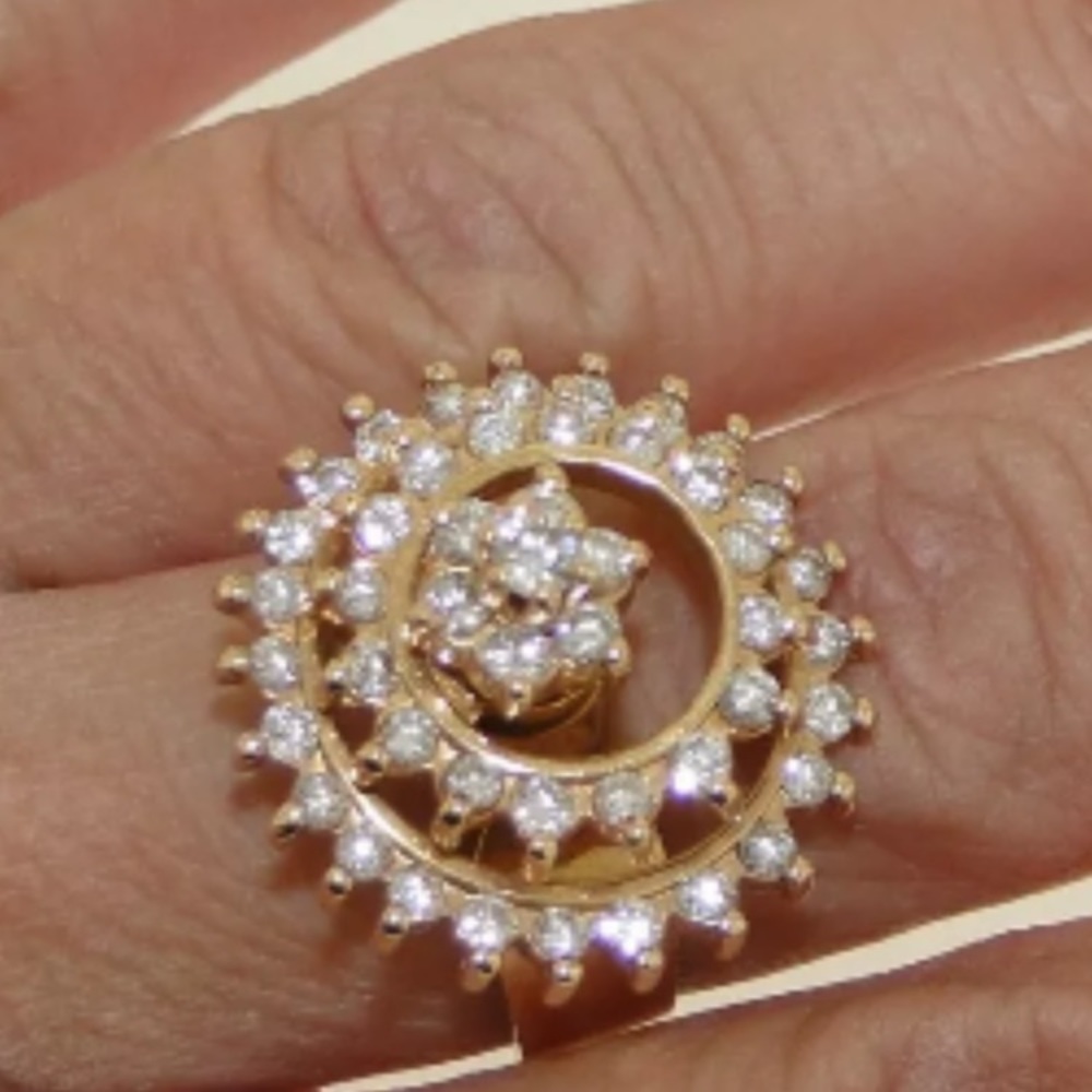 14k solid gold real diamonds spinning ring